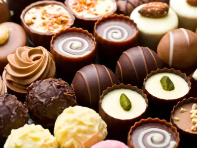 a lot of variety chocolate pralines