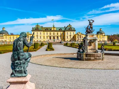 Drottningholm Palace viewed from the royal gardens in Sweden